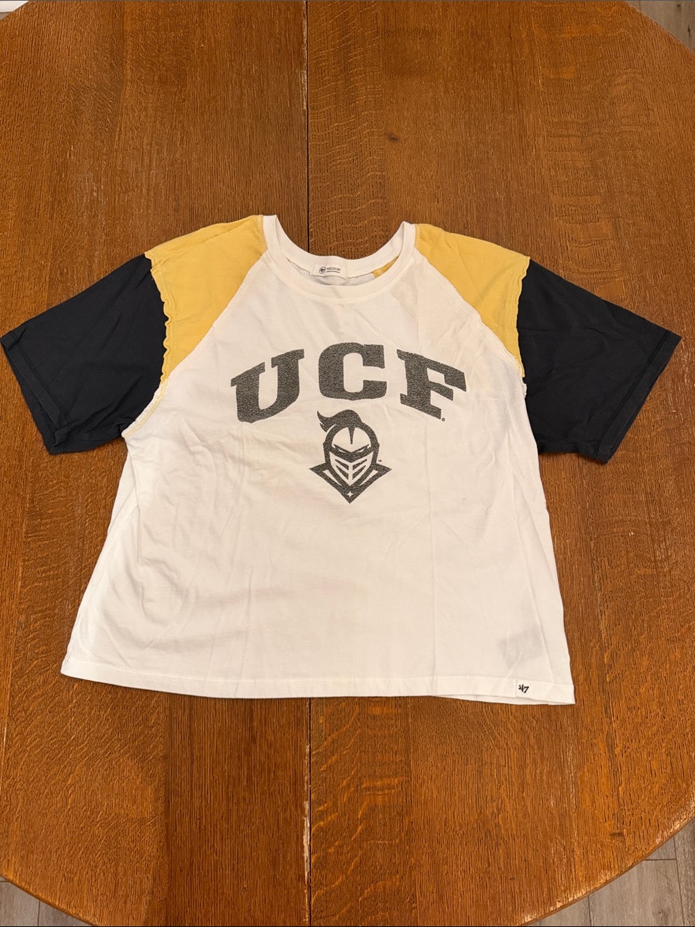47 Brand UCF Cropped Tee in White, Black & Gold